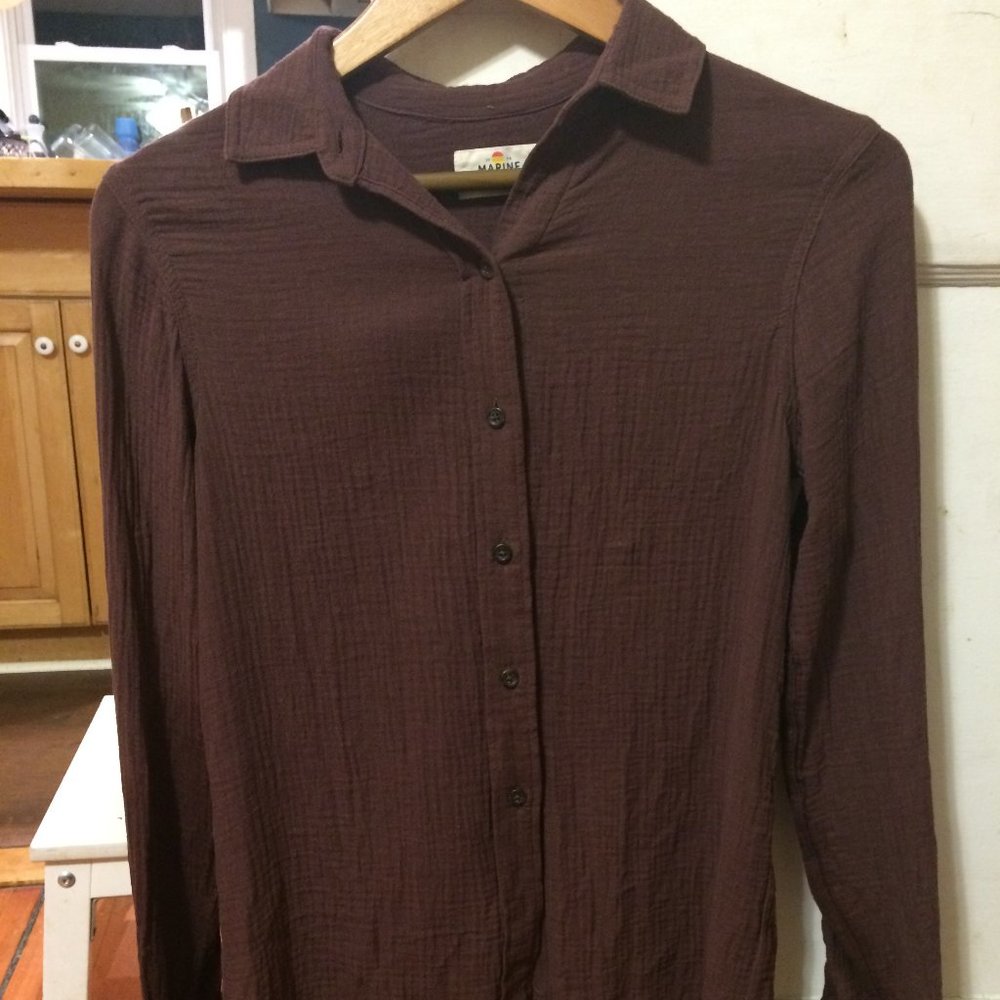 Marine Layer Crinkle Cotton Button down women's shirt - size xsmall